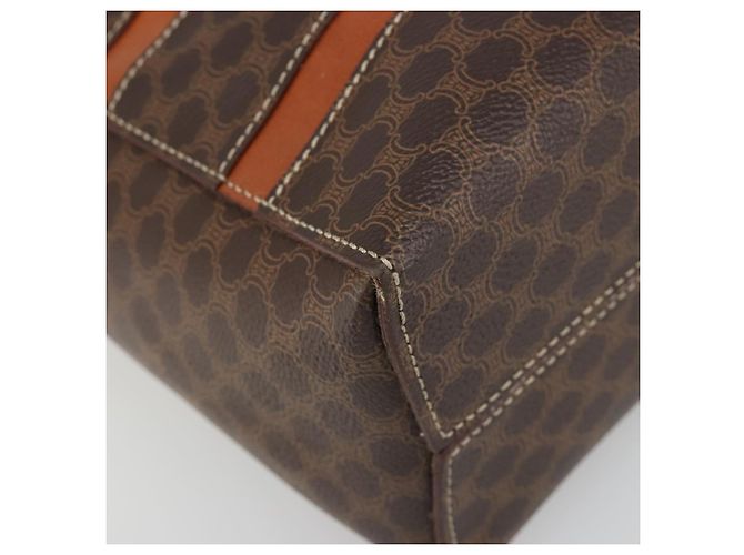 Céline Borsa CELINE Macadam Canvas PVC Pelle Marrone Oro Auth 186813 D'oro - vista 16