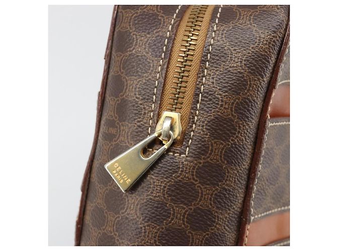 Céline Borsa CELINE Macadam Canvas PVC Pelle Marrone Oro Auth 186813 D'oro - vista 18