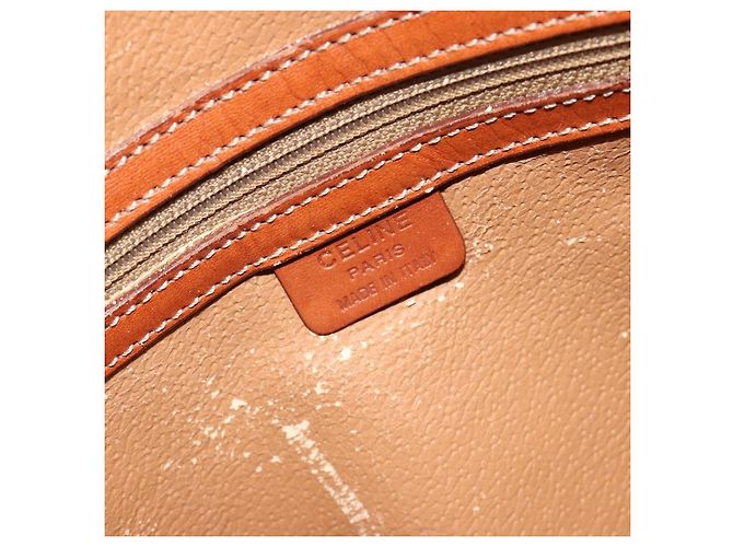 Céline Borsa CELINE Macadam Canvas PVC Pelle Marrone Oro Auth 186813 D'oro - vista 19