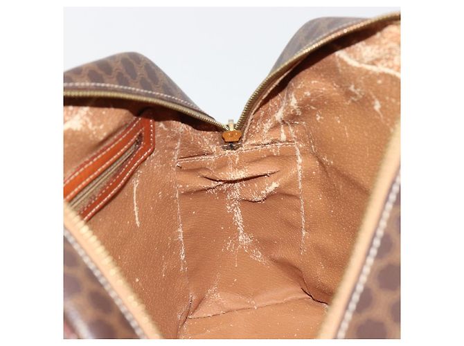 Céline Borsa CELINE Macadam Canvas PVC Pelle Marrone Oro Auth 186813 D'oro - vista 20