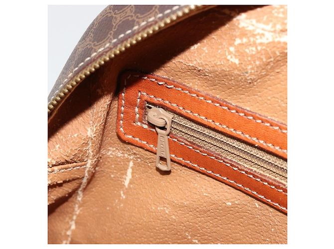 Céline Borsa CELINE Macadam Canvas PVC Pelle Marrone Oro Auth 186813 D'oro - vista 22