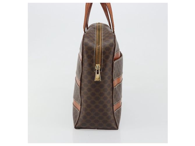 Céline Borsa CELINE Macadam Canvas PVC Pelle Marrone Oro Auth 186813 D'oro - vista 4