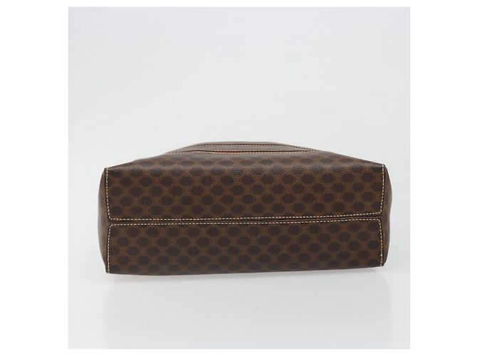 Céline Borsa CELINE Macadam Canvas PVC Pelle Marrone Oro Auth 186813 D'oro - vista 5