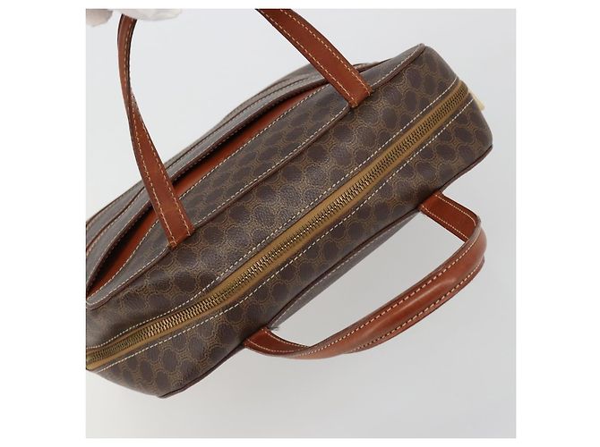 Céline Borsa CELINE Macadam Canvas PVC Pelle Marrone Oro Auth 186813 D'oro - vista 6
