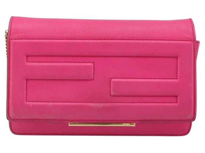 FENDI Chain Shoulder Bag Leder Rosa Gold Auth ka4836A Pink Golden - Ansicht 13