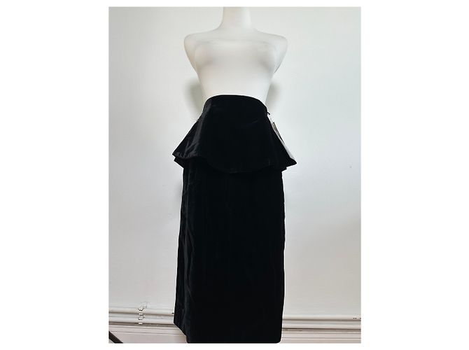 Gonna in velluto con bottoni a pressione vintage Dior nera argento Nero - vista 11