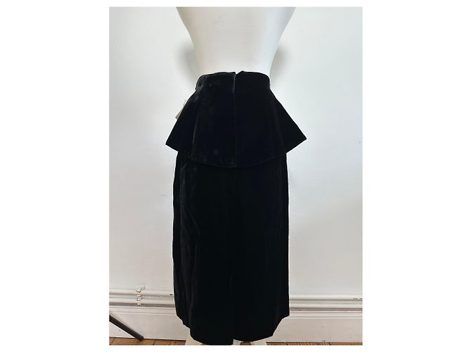 Gonna in velluto con bottoni a pressione vintage Dior nera argento Nero - vista 12