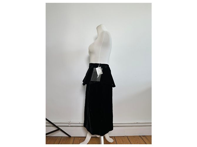 Gonna in velluto con bottoni a pressione vintage Dior nera argento Nero - vista 2