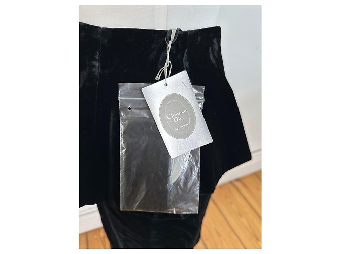 Gonna in velluto con bottoni a pressione vintage Dior nera argento Nero - vista 4