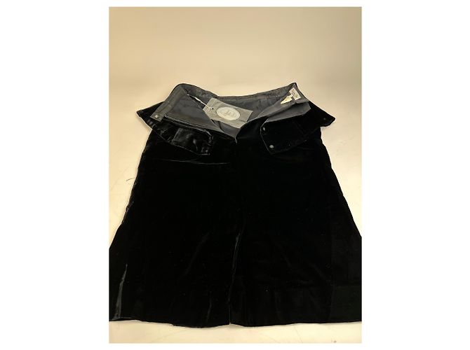 Gonna in velluto con bottoni a pressione vintage Dior nera argento Nero - vista 8