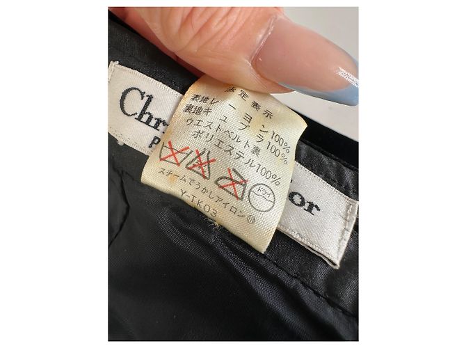 Gonna in velluto con bottoni a pressione vintage Dior nera argento Nero - vista 9