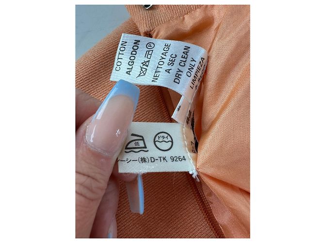 Céline Gonna in cotone Vintage Celine con dettaglio a catena Pesca XS - vista 10