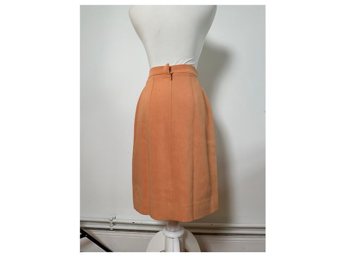 Céline Gonna in cotone Vintage Celine con dettaglio a catena Pesca XS - vista 12