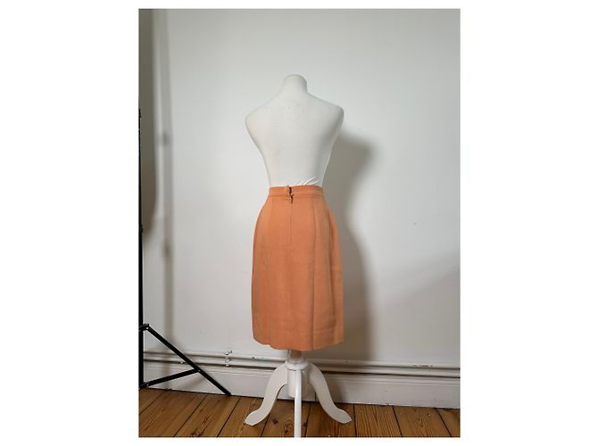 Céline Gonna in cotone Vintage Celine con dettaglio a catena Pesca XS - vista 3