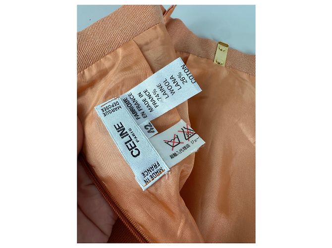 Céline Gonna in cotone Vintage Celine con dettaglio a catena Pesca XS - vista 4