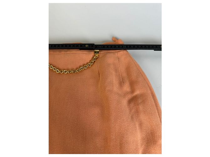 Céline Gonna in cotone Vintage Celine con dettaglio a catena Pesca XS - vista 8
