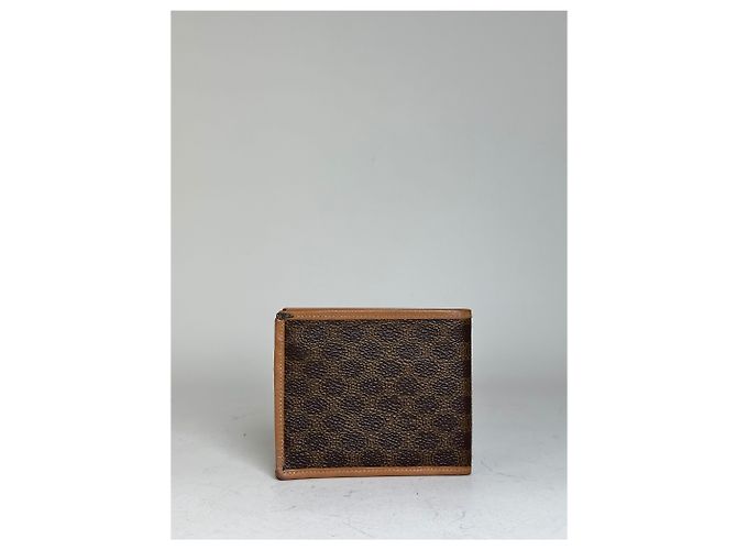 Triomphe Céline Vintage Celine Coated Canvas Wallet Brown Tan Gold - view 2