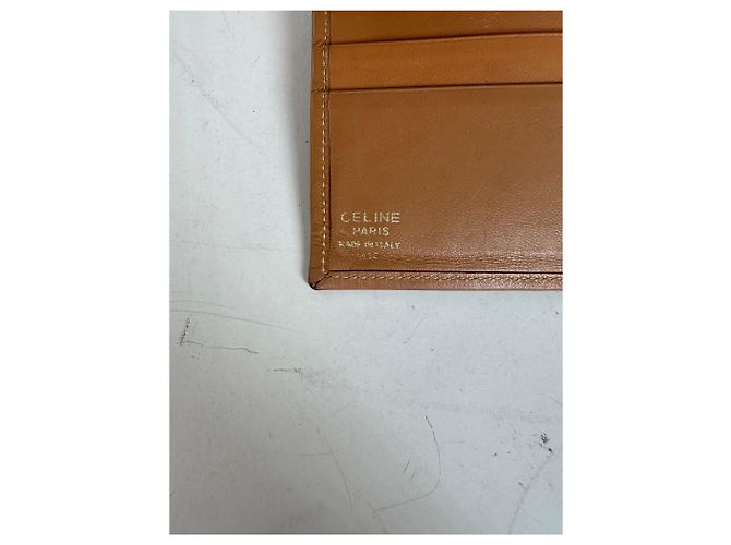 Triomphe Céline Vintage Celine Coated Canvas Wallet Brown Tan Gold - view 4