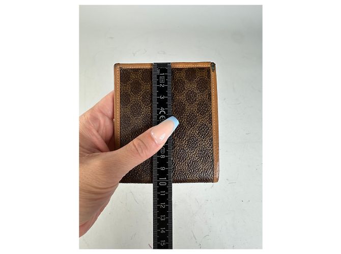 Triomphe Céline Vintage Celine Coated Canvas Wallet Brown Tan Gold - view 7