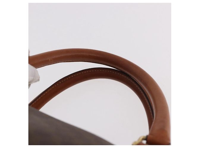 Céline Borsa Boston CELINE Macadam Canvas PVC Pelle Marrone Oro Auth 185992 D'oro - vista 14