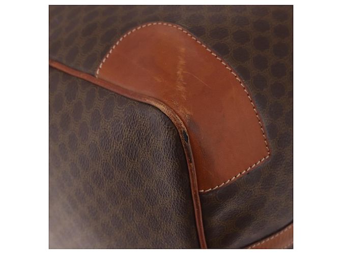 Céline Borsa Boston CELINE Macadam Canvas PVC Pelle Marrone Oro Auth 185992 D'oro - vista 16