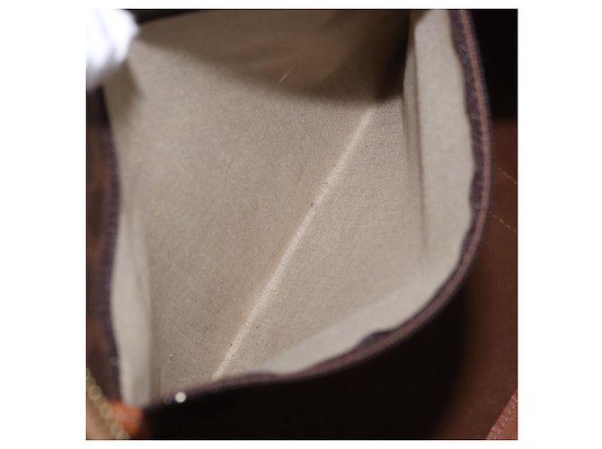 Céline Borsa Boston CELINE Macadam Canvas PVC Pelle Marrone Oro Auth 185992 D'oro - vista 23
