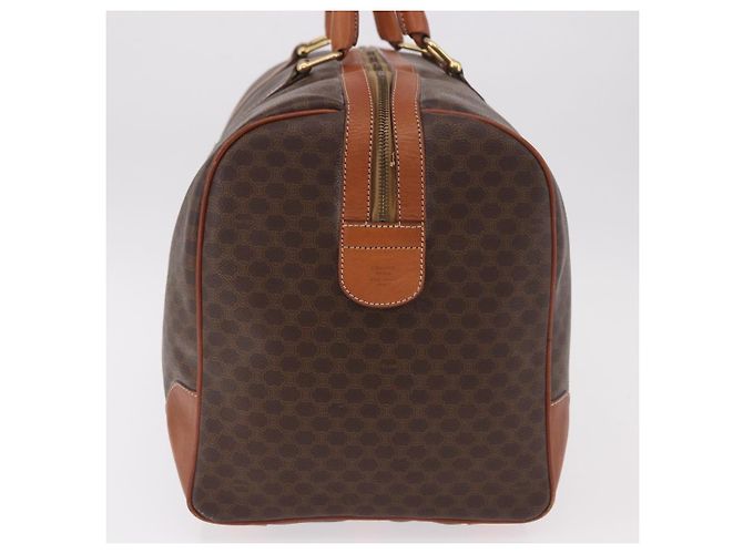 Céline Borsa Boston CELINE Macadam Canvas PVC Pelle Marrone Oro Auth 185992 D'oro - vista 4