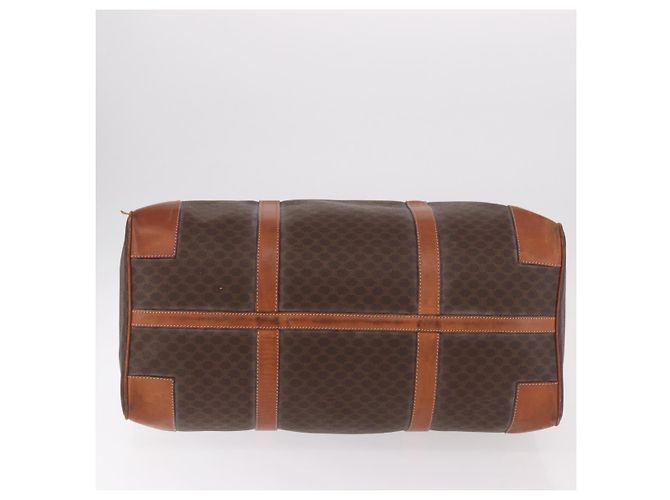 Céline Borsa Boston CELINE Macadam Canvas PVC Pelle Marrone Oro Auth 185992 D'oro - vista 6