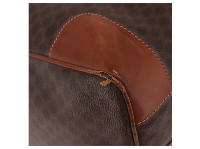 Céline Borsa Boston CELINE Macadam Canvas PVC Pelle Marrone Oro Auth 185992 D'oro - vista 9