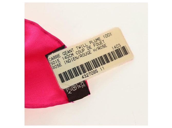 Hermès Sciarpa HERMES Carre 140 ""Coup de Fouet"" Seta Rosa Autentica 185059M - Ansicht 11