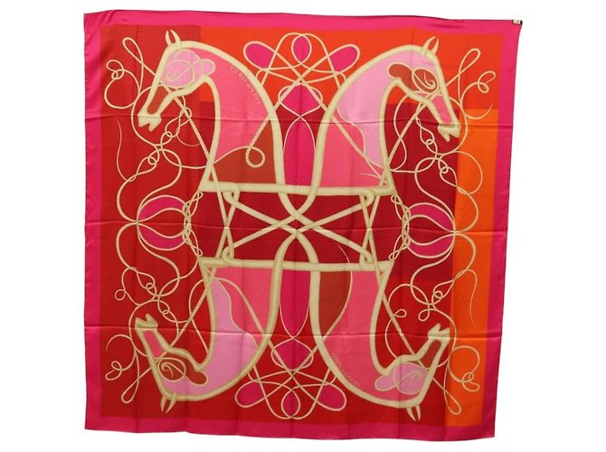 Hermès Sciarpa HERMES Carre 140 ""Coup de Fouet"" Seta Rosa Autentica 185059M - Ansicht 15