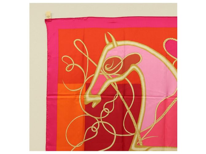 Hermès Sciarpa HERMES Carre 140 ""Coup de Fouet"" Seta Rosa Autentica 185059M - Ansicht 2