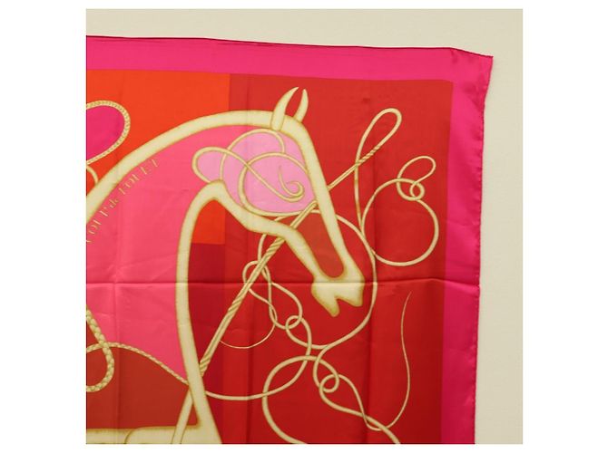 Hermès Sciarpa HERMES Carre 140 ""Coup de Fouet"" Seta Rosa Autentica 185059M - Ansicht 4