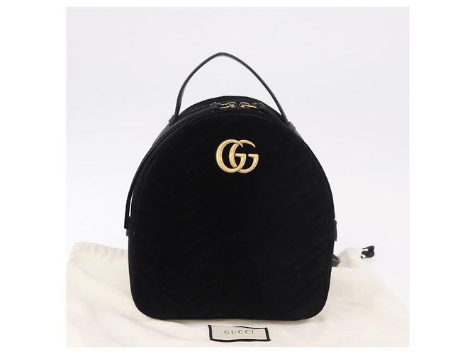 Zaino GUCCI GG Marmont Velluto Nero Oro 524568 Auth 186222SAM D'oro - vista 12