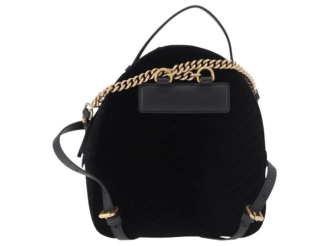 Zaino GUCCI GG Marmont Velluto Nero Oro 524568 Auth 186222SAM D'oro - vista 2