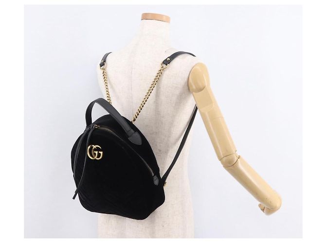 Zaino GUCCI GG Marmont Velluto Nero Oro 524568 Auth 186222SAM D'oro - vista 25