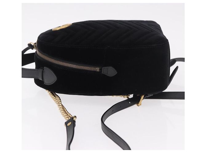 Zaino GUCCI GG Marmont Velluto Nero Oro 524568 Auth 186222SAM D'oro - vista 4