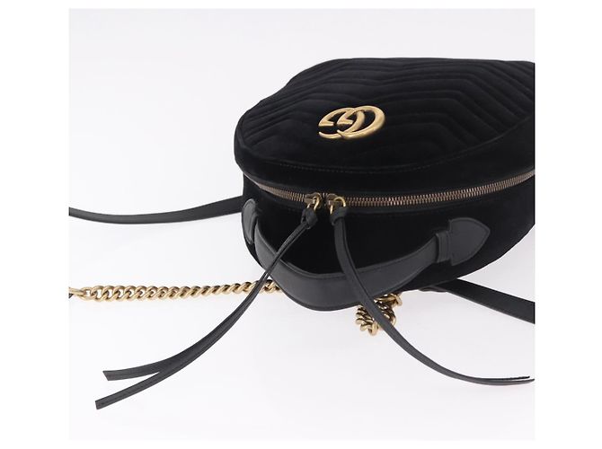 Zaino GUCCI GG Marmont Velluto Nero Oro 524568 Auth 186222SAM D'oro - vista 6