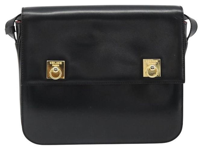 Céline Borsa a Spalla CELINE in Pelle Nera con Dettagli Oro Auth 179534A Nero D'oro - vista 13