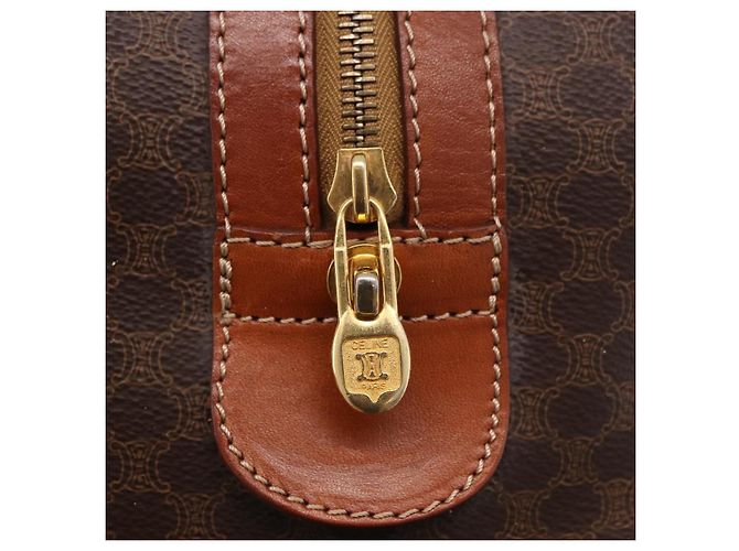 Céline Borsa Boston CELINE in tela Macadam e pelle PVC Marrone Oro Autentica 186815 D'oro - vista 10
