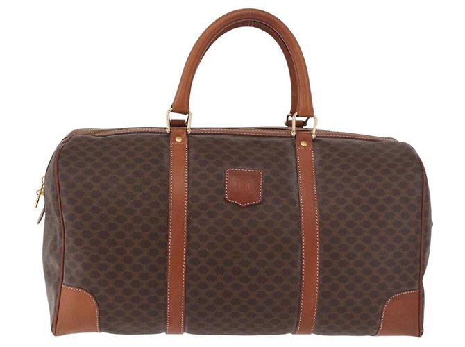 Céline Borsa Boston CELINE in tela Macadam e pelle PVC Marrone Oro Autentica 186815 D'oro - vista 13