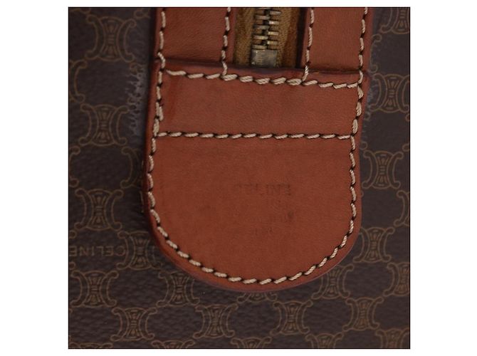 Céline Borsa Boston CELINE in tela Macadam e pelle PVC Marrone Oro Autentica 186815 D'oro - vista 18
