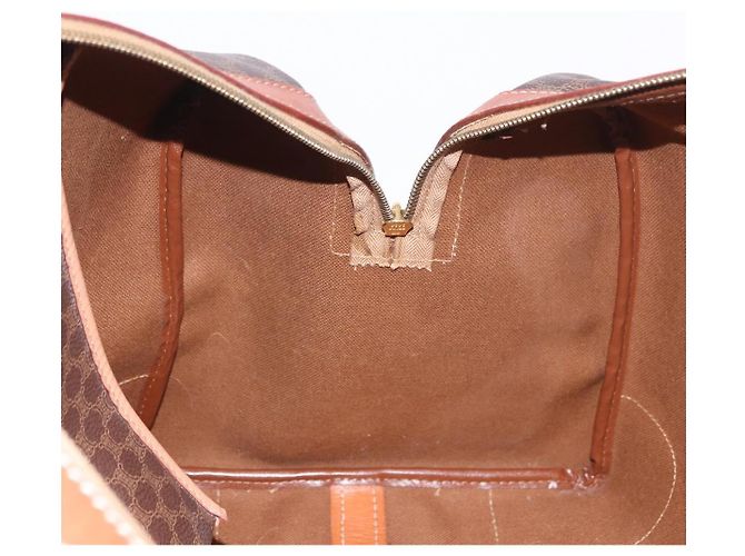 Céline Borsa Boston CELINE in tela Macadam e pelle PVC Marrone Oro Autentica 186815 D'oro - vista 19