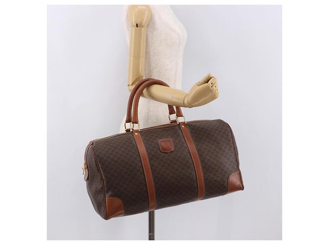 Céline Borsa Boston CELINE in tela Macadam e pelle PVC Marrone Oro Autentica 186815 D'oro - vista 23