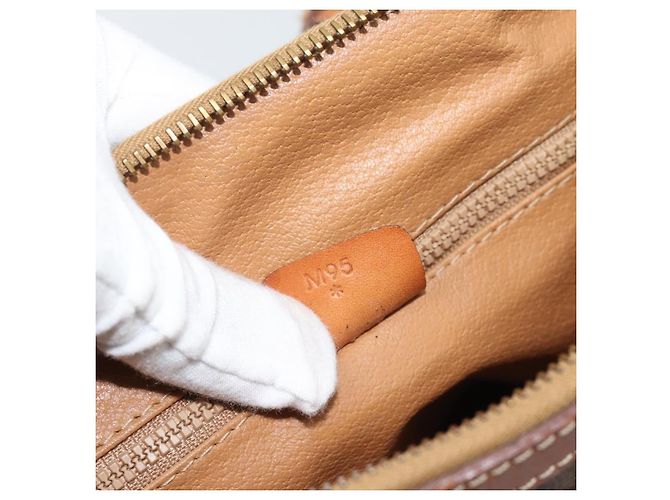 Céline Borsa CELINE Macadam Canvas PVC Pelle Marrone Oro Auth 187100 D'oro - vista 12