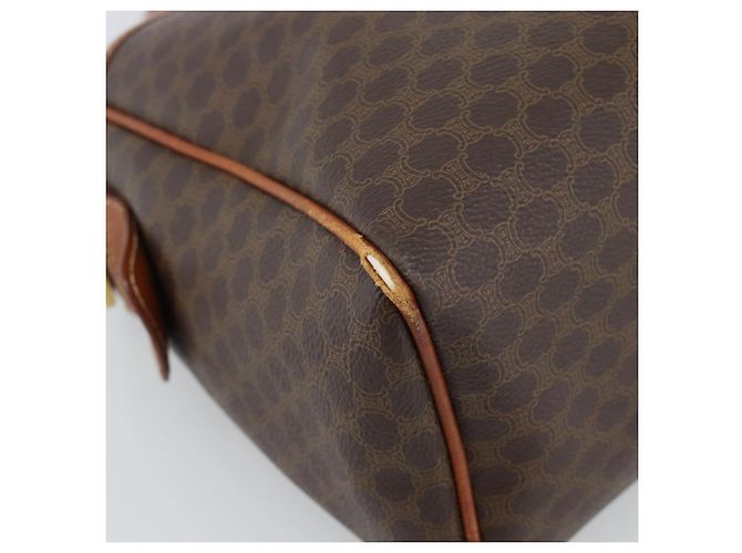 Céline Borsa CELINE Macadam Canvas PVC Pelle Marrone Oro Auth 187100 D'oro - vista 14