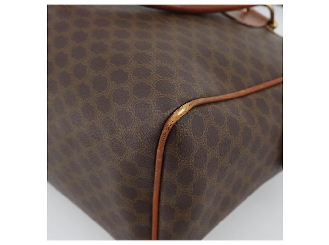 Céline Borsa CELINE Macadam Canvas PVC Pelle Marrone Oro Auth 187100 D'oro - vista 15