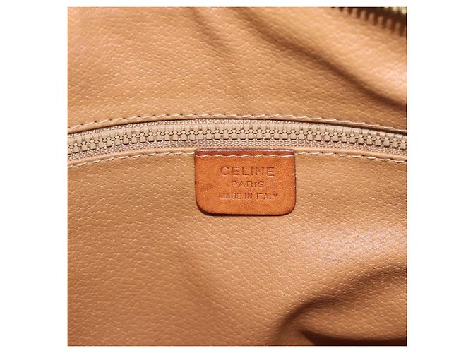 Céline Borsa CELINE Macadam Canvas PVC Pelle Marrone Oro Auth 187100 D'oro - vista 18