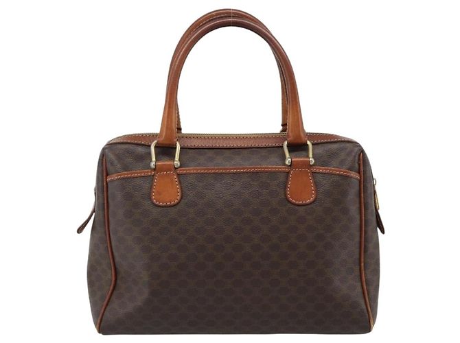 Céline Borsa CELINE Macadam Canvas PVC Pelle Marrone Oro Auth 187100 D'oro - vista 2