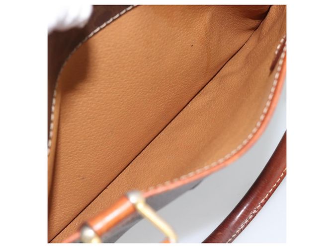 Céline Borsa CELINE Macadam Canvas PVC Pelle Marrone Oro Auth 187100 D'oro - vista 22